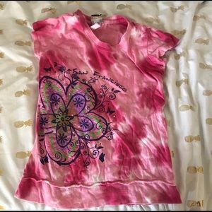 Pink shirt with flower
